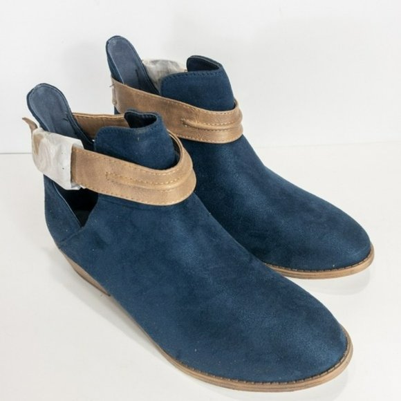 Journee Collection Mavrik Ankle Bootie Navy Blue -7.5 - Picture 2 of 4